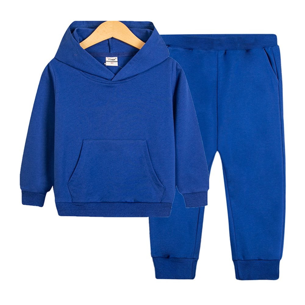 Ensemble de Survetement Enfant en Bas Age pour les Garcons Filles 2PCS Solides Jogging Costumes avec Hoodie Survetement Tenue Haut et Pantalon pour