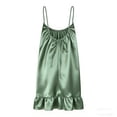 thumbnail image 4 of Xdegoge Satin Nightgowns for Women Spaghetti Strap Backless Nightgown Silk Slip Chemise Ruffle Hem Loose Loungewear Sleeveless Camisole Gown Crew Neck Sleep Dress, 4 of 8