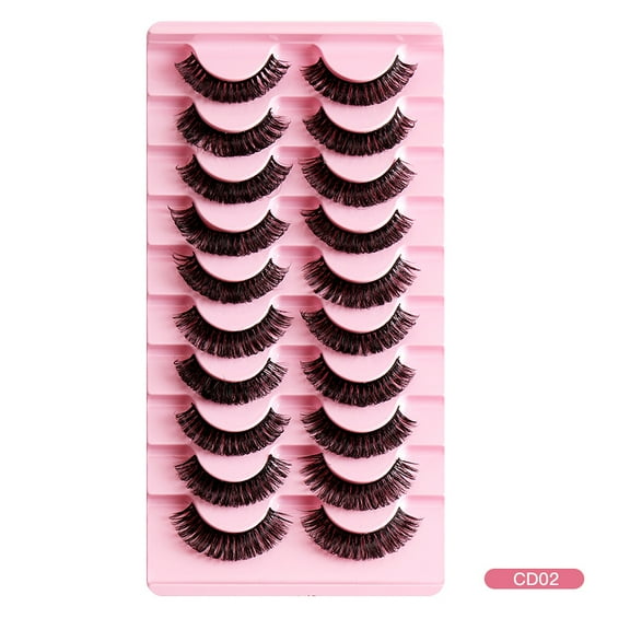 Russian Big Curl False Eyelashes 10 Pairs Pack - Thick Natural Look Premium Synthetic Lashes, Curly & Wholesale-Friendly for Daily Makeup & Beauty Business