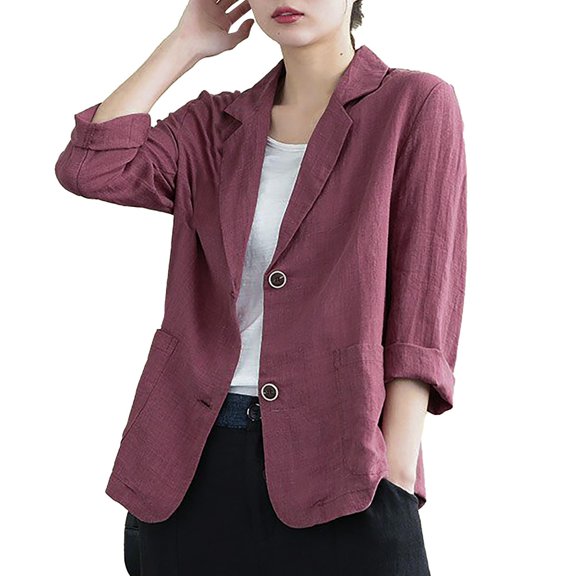 WTXUE Linen Blouse Long Sleeve Jacket Relaxed Fit Suit Jackets, Blazers & Sport Coats (Women's)