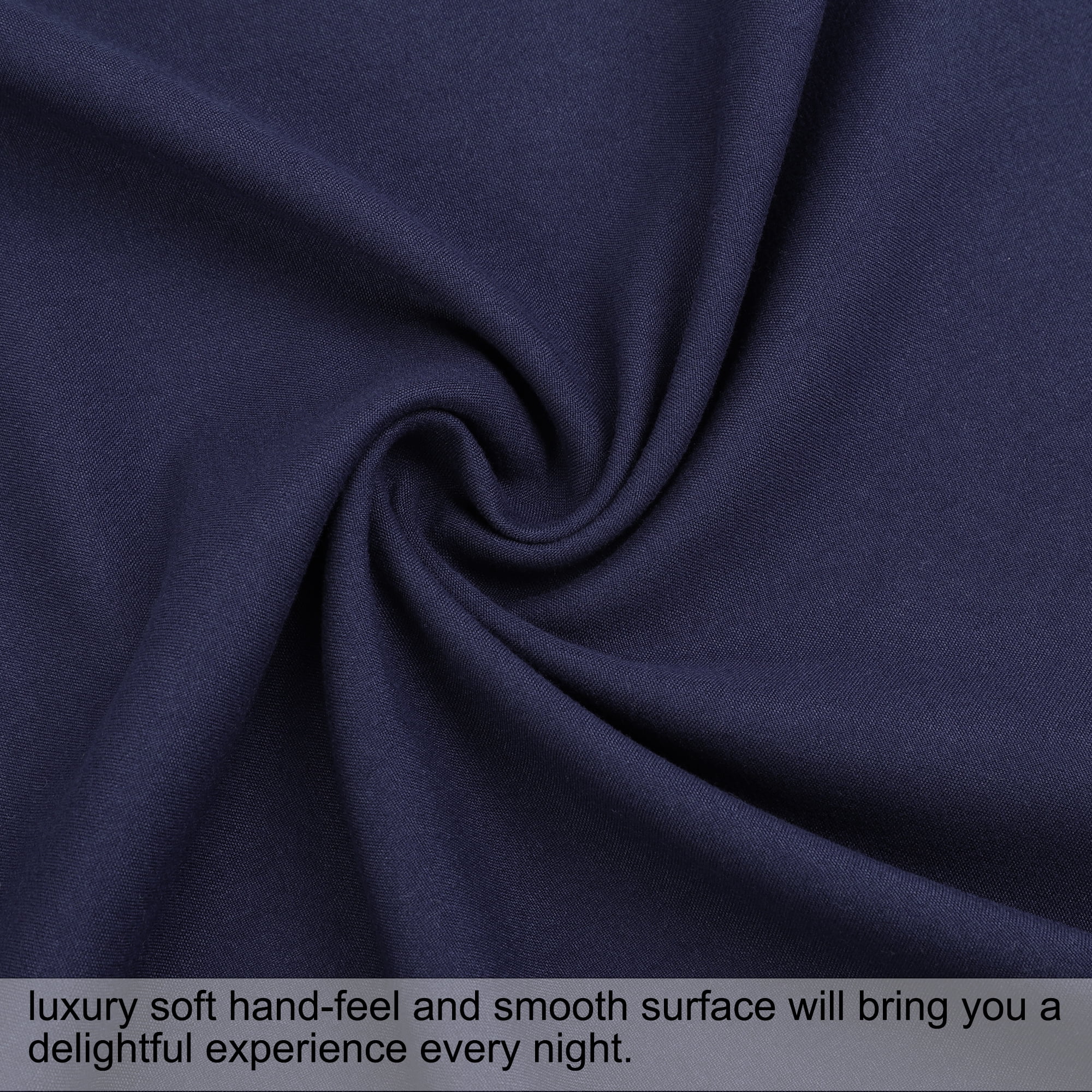 Unique Bargains 2Pcs Brushed Zipper Closure Microfiber Pillowcases Navy King