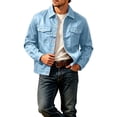 thumbnail image 5 of YUGYXL Men's Lapel Button down Casual Jackets Loose Fashion Fall Jackets | Breathable Stretch Slim Fit Trucker Light Blue Jackets, 5 of 5