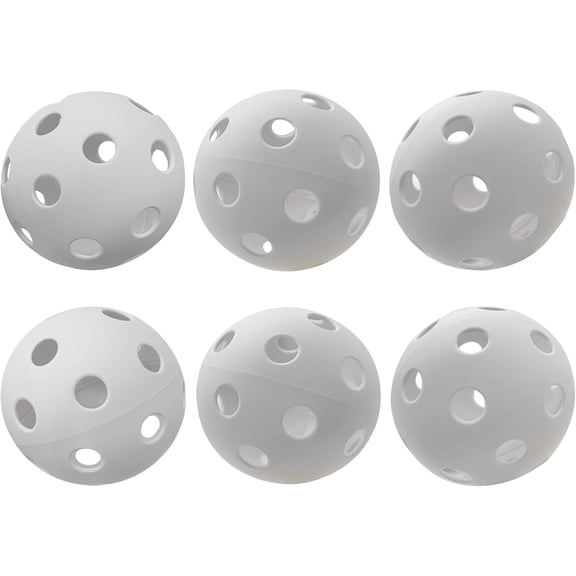 Champion Sports 9" Regulation Size Hollow Plastic Baseballs – Lightweight, Durable Practice Balls for All Ages – White – Pack of 6
