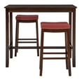 thumbnail image 3 of Linon Claridge 3-Piece Bar Height Tavern Set, Brown with Red Faux Leather, 3 of 9