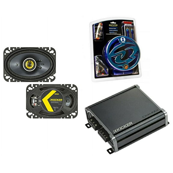 Kicker 46CSC464 4x6" Speakers, Kicker 46CXA4001 800W Sub Amp & SQK8 Amp Kit