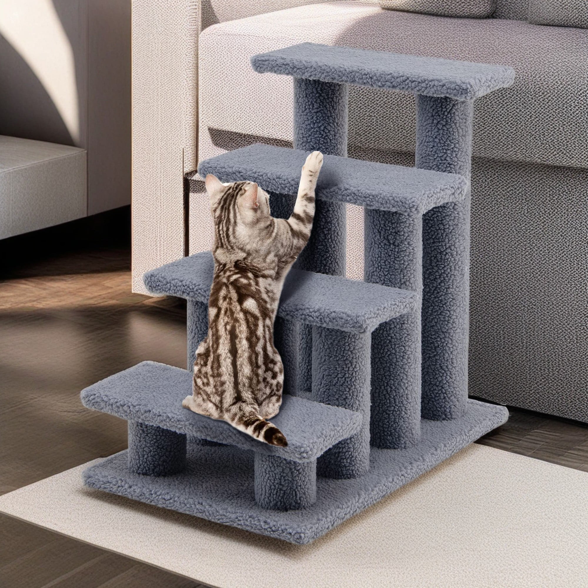 Kadyn 24" Pet Stairs for Small Pet, 4-Step Ramp for Beds and Couch with Non-Slip Carpeted Indoor Ladder, Cat Tree Climber, Gray Kadyn 24" Pet Stairs for Small Pet, 4-Step Ramp for Beds and Couch with Non-Slip Carpeted Indoor Ladder, Cat Tree Climber, Gray