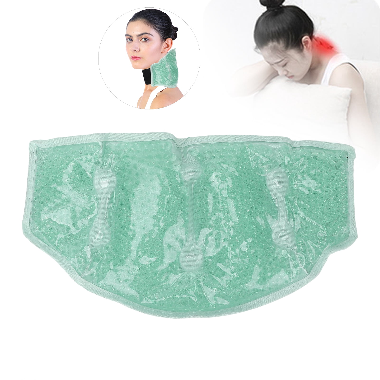 Yajisi Reusable Gel Bead Neck Wrap for Pain Relief, Hot Cold Compress Therapy Cooling Neck Pack, Green (11 x 6.7 inches / 28 x 17 cm)