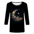 thumbnail image 4 of Zylarhe Womens T Shirts Women's 3/4 Sleeve Graphic T-Shirts 2024 Fashion Crew Neck Casual Tops Plus Size Comfortable Soft Stretch Tees, 4 of 5