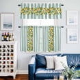 thumbnail image 2 of Aqua Stripes Lemon Kitchen Curtains Sets for Windows 36 Inch Length, Spring Botanical Plant Vertical Line Rod Pocket Window Treatments Tier Curtains and Valances Set for Bedroom/Bathroom, 2 of 8