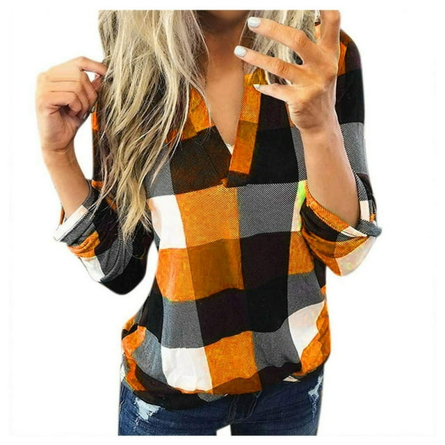 Chemise Décontractée en Coton à Manches Longues à Carreaux pour Femmes, Veste Coupe Ajustée pour Femmes
