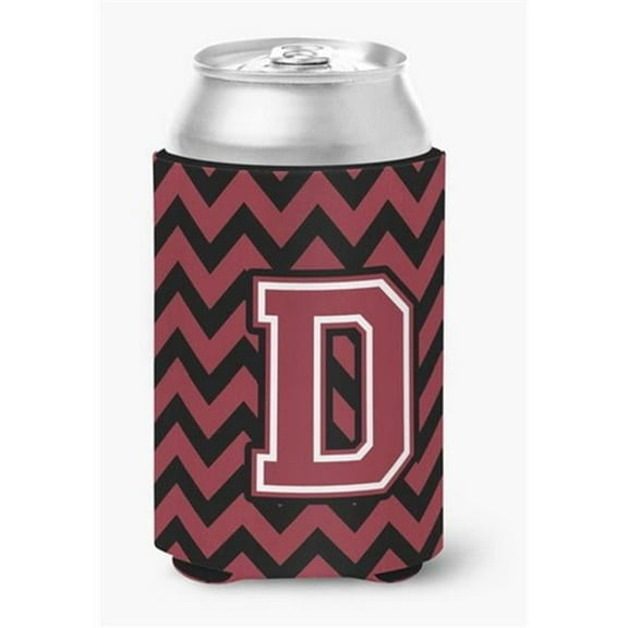 Letter D Chevron Garnet & Black Can or Bottle Hugger