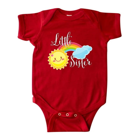 

Inktastic Little Sister- sun and rainbow Gift Baby Girl Bodysuit