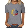 thumbnail image 1 of Tops Cortos para Mujeres Día de la Independencia Patriótica Impreso Cuello Redondo, Camiseta de Manga Corta Casual para la Primavera, Verano Y Fiesta, 1 of 4