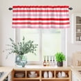 thumbnail image 5 of 3 Piece Kitchen Curtains and Valances Set Red Pink Striped Cafe Curtains 24 Inch Length Farmhouse Stripes Simple Art Valance & Tier Curtain for Living Room Bedroom Small Window 54"x18"+27"x24"*2, 5 of 6