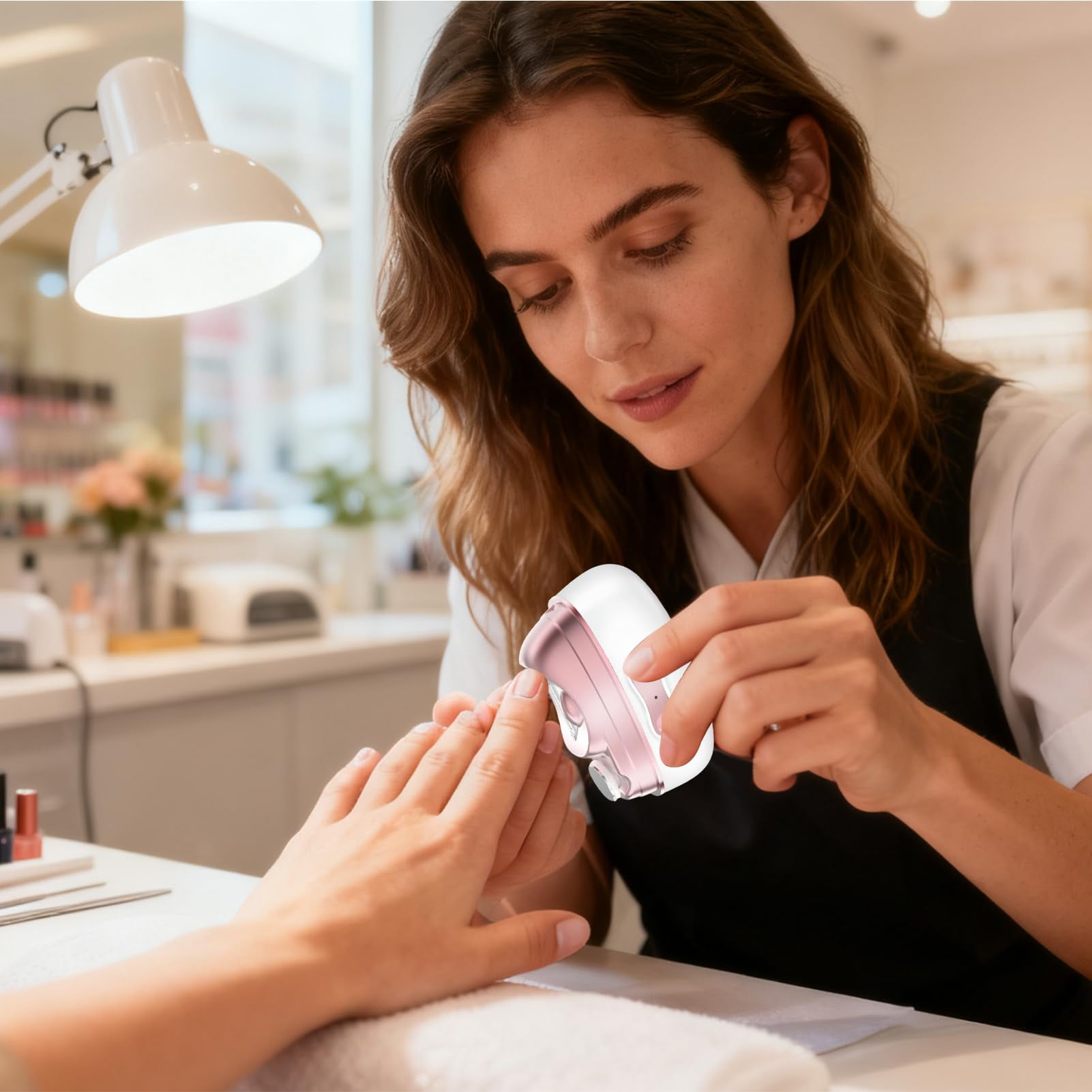 3-in-1 Electric Nail Clipper, Built-in Nail Lamp & Debris Storage Box, Ideal for Outdoor Emergency Nail Care. 2-Speed Settings, Suitable for Babies, Adults and The Elderly