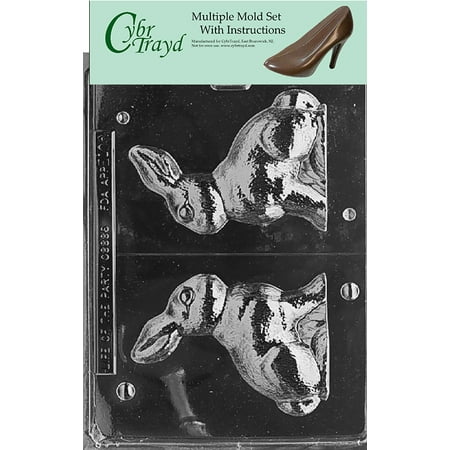 

5 Inch Bunny Chocolate Candy Mold with Exclusive Cybrtrayd Copyrighted Molding Instructions Pack of 3
