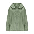 thumbnail image 4 of Jackets for Women Baeitkot Women's Solid Color Winter Fashion Hooded Drawstring Sports Waterproof Raincoat Windbreaker Long Sleeve Jacket, 4 of 9