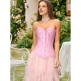 thumbnail image 4 of Corset Tops for Women, Bustier Shapewear , Lace Waist Push Up Bodysuit Pink 4XL, 4 of 10