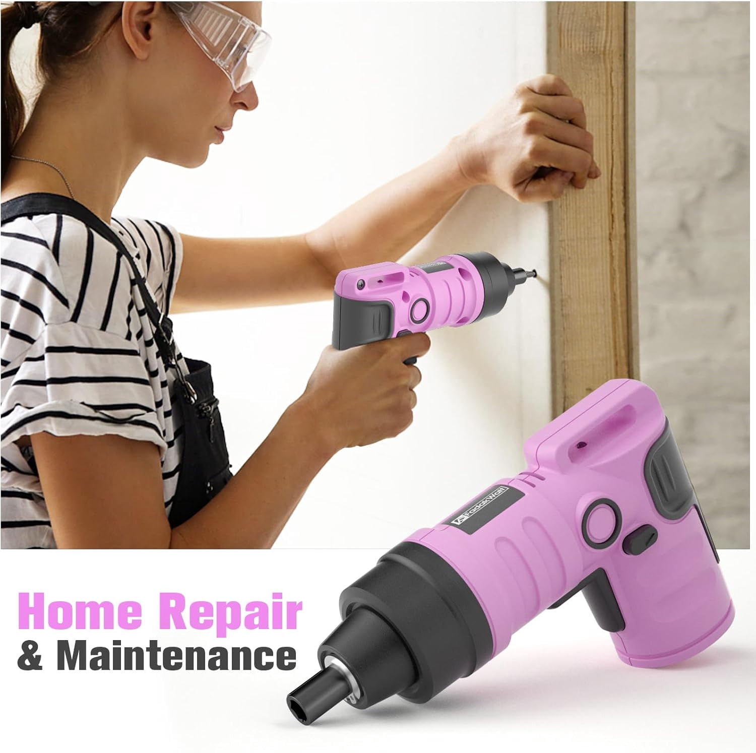 40pcs Pink Cordless Electric Drill, 3.6V Cordless Power Screwdriver Kit for Home DIY, Repairs, and Assemblies