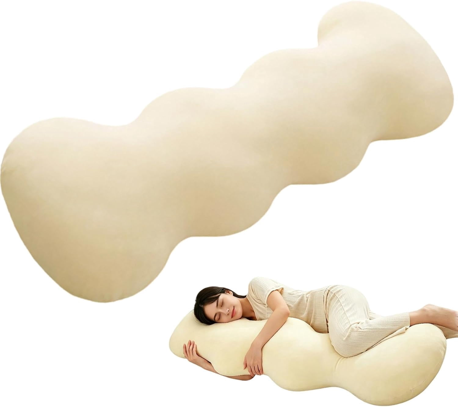 2026 New Pea Pod Body Pillow for Side Sleeper,Ergonomic S-Shaped Full Body Support Pillow for Adults,Long Cooling Hug Pillow for Back Neck Hip & Leg Support,Soft Bolster Pillow (Purple, 120 * 53cm)