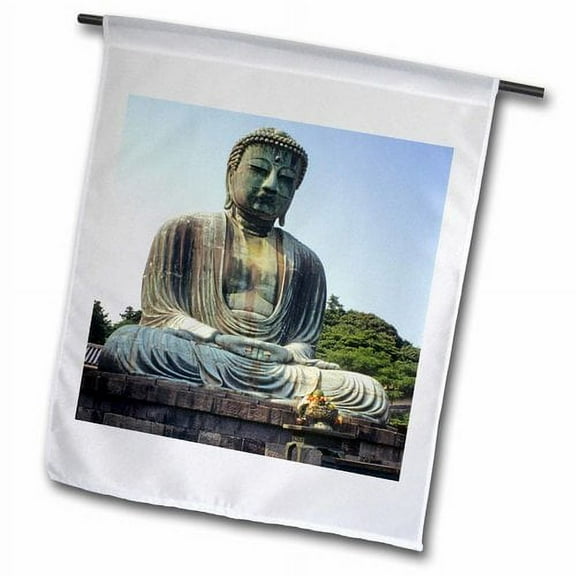 3dRose One Wonders of the World, Great Buddha, Kamakura Japan Polyester 2'3'' x 1'6'' Garden Flag