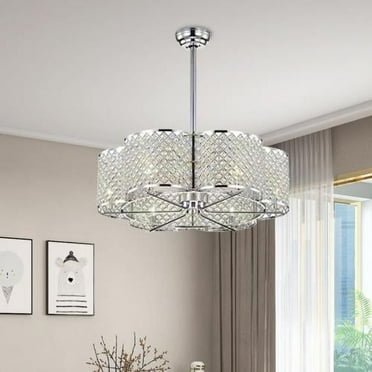 AFANQI 6 Lights Modern Crystal Chandelier, Silver Semi Flush Mount Ceiling Light Fixture Crystal Ceiling Light for Living Room Dinning Room Kitchen