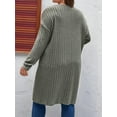 thumbnail image 2 of Plus Size  - Soft Knit Cardigan Long Sleeve Open Front Coat with Pockets  Green XXXL, 2 of 5