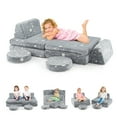 thumbnail image 1 of Gymax Canapé Modulable pour Enfants Phosphorescent avec Housses en Flanelle Lavables à la Machine Gris, 1 of 9