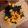 thumbnail image 4 of YIBONIKA 6-Piece Candle Holder Set with Artificial Maple Leaf and Sunflower, Halloween Home Decor, 4 of 6
