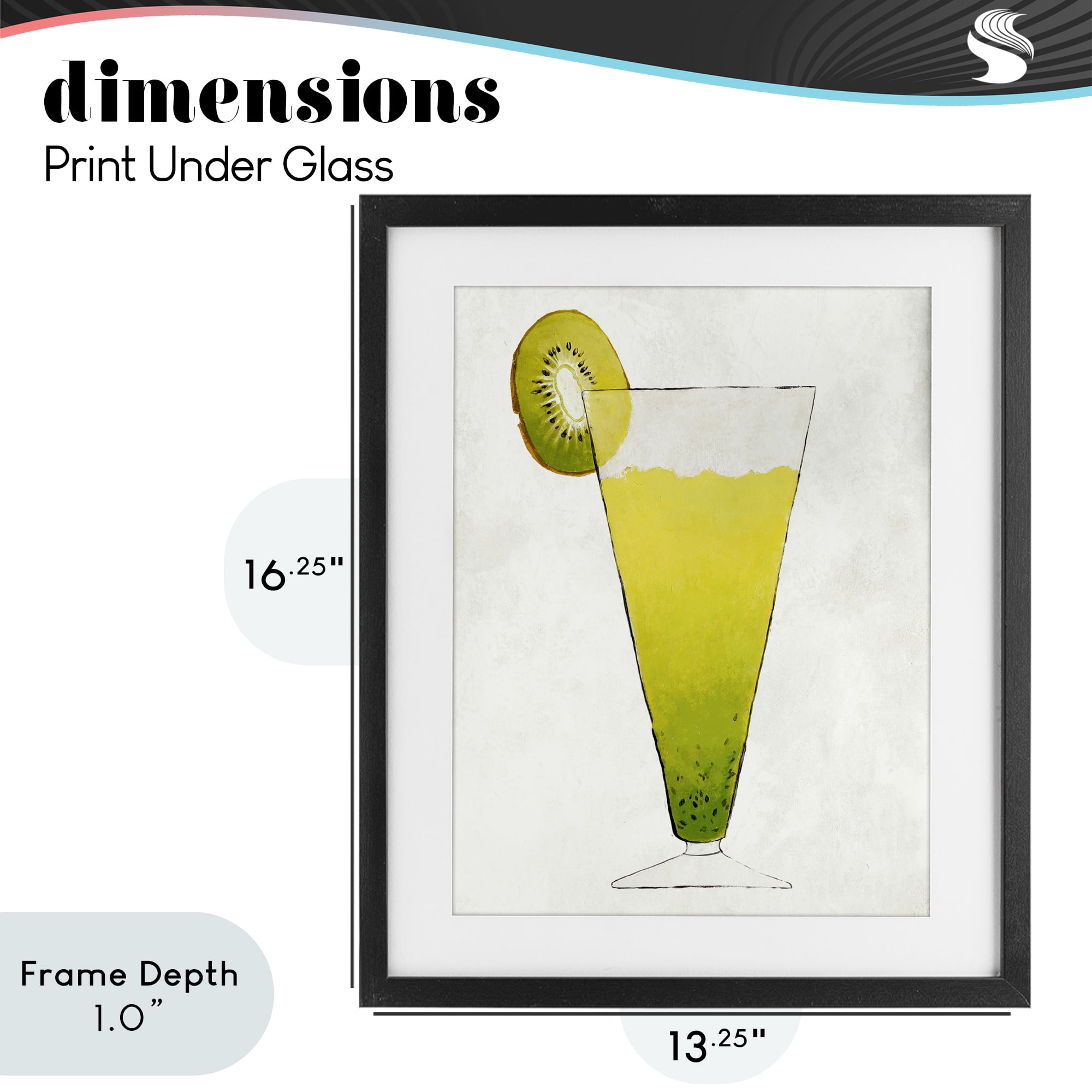 Stupell Industries Summer Cocktail Kiwi Slice Black Framed Print Under Glass, design by Lorenzo Collective
