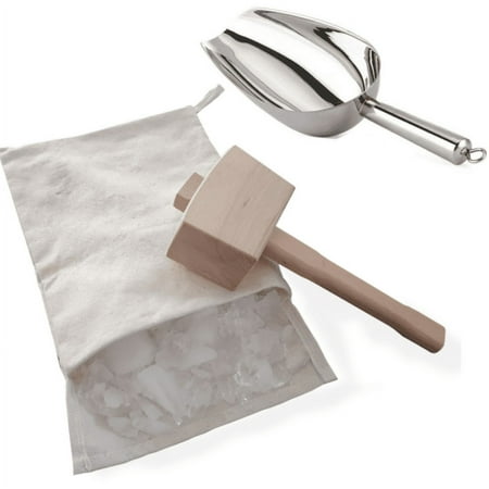 

Manual Ice Crusher Wooden Hammer - Canvas Crushing Bag - Crushed Ice Bar Cocktails - Bartender & Kitchen Tools Kit - Perfect Fathers Day Gifts