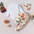 thumbnail image 3 of Kiijoy First Thanksgiving Outfits for Baby Girl Boy Pumpkin Long Sleeve Romper Pants Hat 3Pcs Clothes Set, Sizes 12-18M, 3 of 8