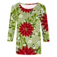 thumbnail image 5 of Helii Womens Christmas 3/4 Sleeve Shirts Cute Printed Round Neck Tops Loose Fit Pullover Blouses Matching Family Xmas Party Outfits Trendy Soft Tee Clothing with Multi Prints for Women, 5 of 5