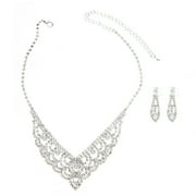 FANN 1 Set Wedding Jewelry Set Fashion Rhinestone Necklace and Earrings Set for Bride