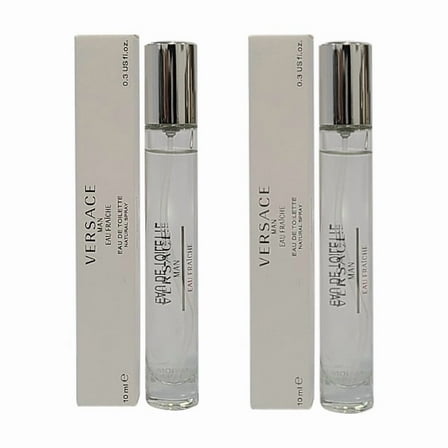 Versace Man Eau Fraiche Eau de Toilette 0.3 oz / 10 ml Mini Spray Pack of 2