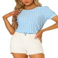 thumbnail image 1 of CHUANK Costume d'Halloween pour Femmes, Blouse d'Été à Carreaux, Col Rond, Manches Courtes Bouffantes, 1 of 5