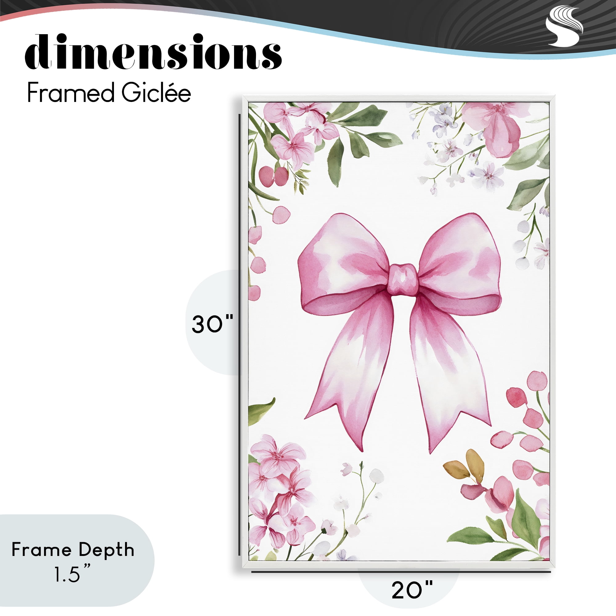 Stupell Industries Whimsical Floral Bow Pink White Framed Giclee Art, design by Creative Studio