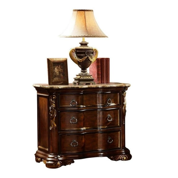 Pemberly Row Traditional 3-Drawer Nightstand Made with Wood in Dark Walnut