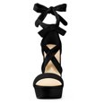 thumbnail image 3 of Sandalias de Tacones de Plataforma con Cordones Allegra K Negro 36, 3 of 7