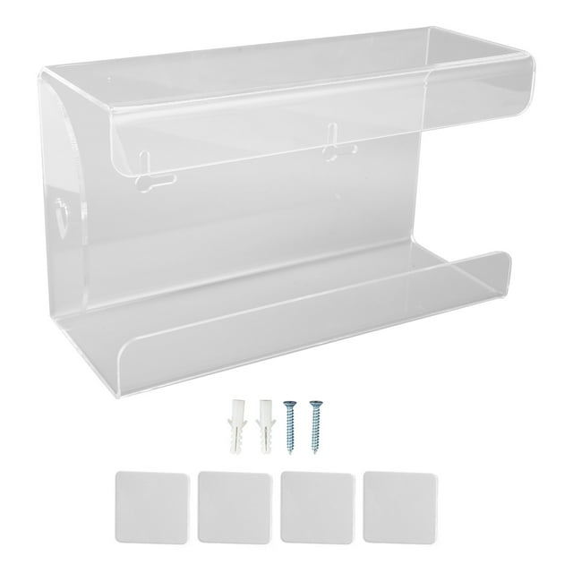 Dispensador de soporte para guantera, soporte para pañuelos montado en la pared, transparente con tornillo de expansión adhesivo para el hogar y la cocina