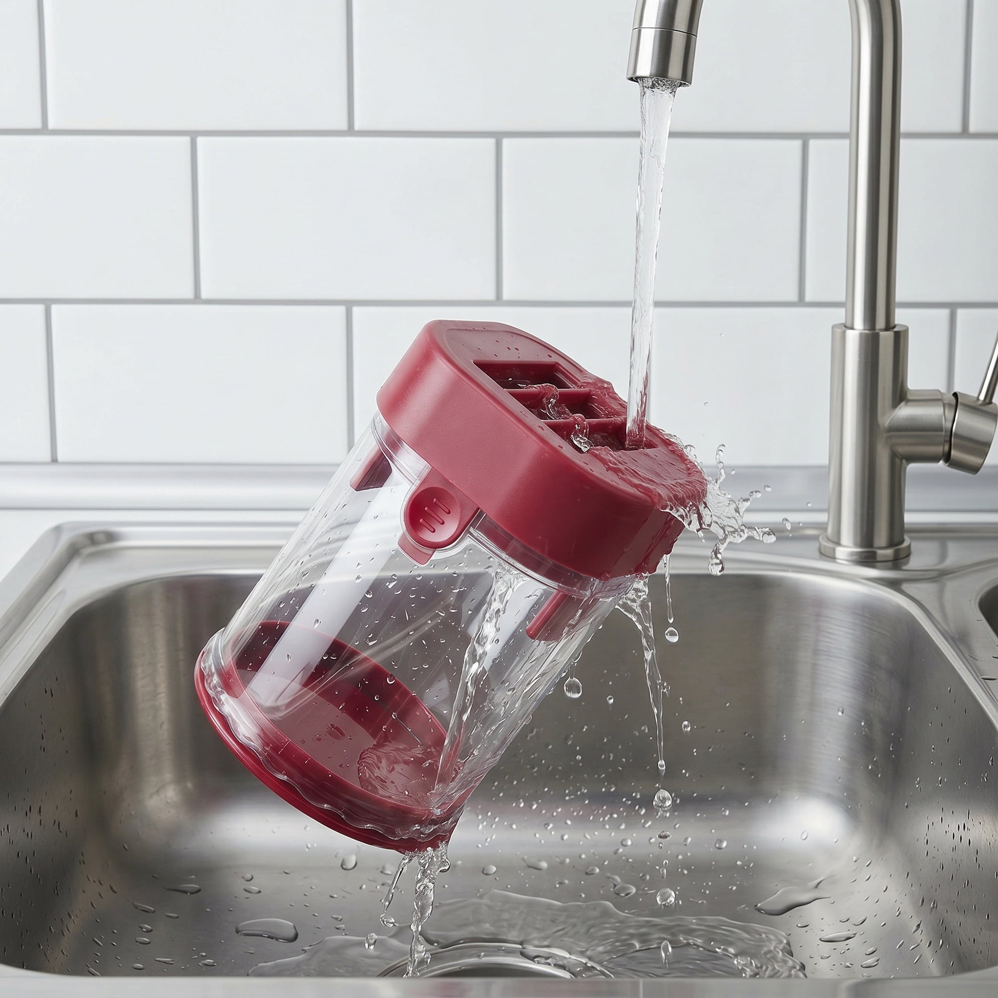 Unique Bargains Vegetable Chopper Manual Food Processor Blue Lid Garlic Slicer Red