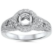 Pompeii 3/8ct Round Halo Vintage Diamond Engagement Ring Setting (G/H,I1)