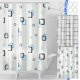 thumbnail image 1 of Juego impermeable de cortinas de ducha 8 ganchos | Plástico engrosado, cuadrícula blanca, partición de 180x120cm | Cabezal reforzado para ojales • Dobladillo con peso • No es necesario taladrar, 1 of 6