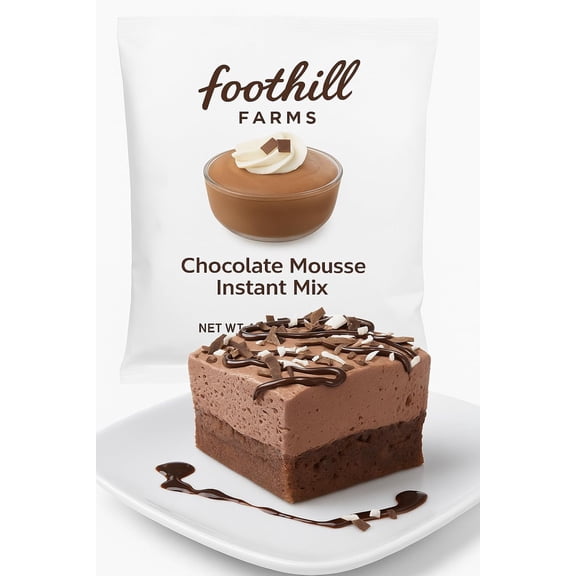 Foothill Farms Chocolate Mousse Instant Mix – 16 oz Pouch, Easy No-Bake Dessert, Rich & Creamy, 1-Pack