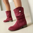 thumbnail image 6 of Mepaouo Women's Mid Calf Boots Slouchy Biker Motorcycle Riding Booties Western Cowgirl Winter Dress Shoes, 6 of 8
