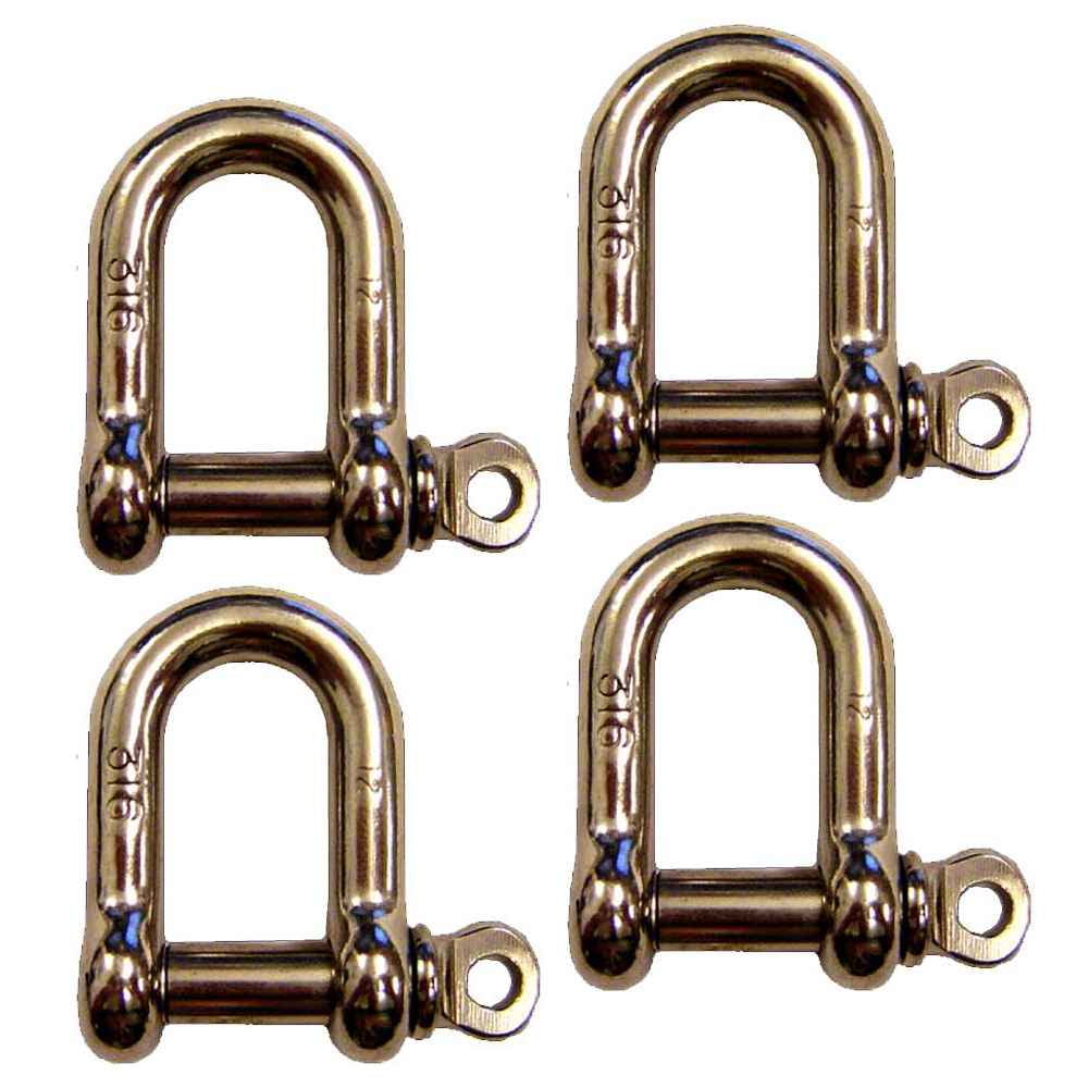 3/4" Screw Pin D Shackle Stainless Steel 4 Pack