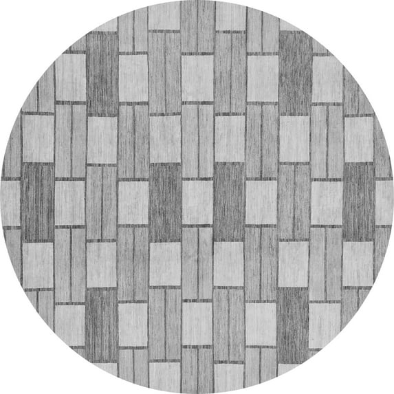Ahgly Company Indoor Round Abstract Gray Modern Area Rugs, 4' Round