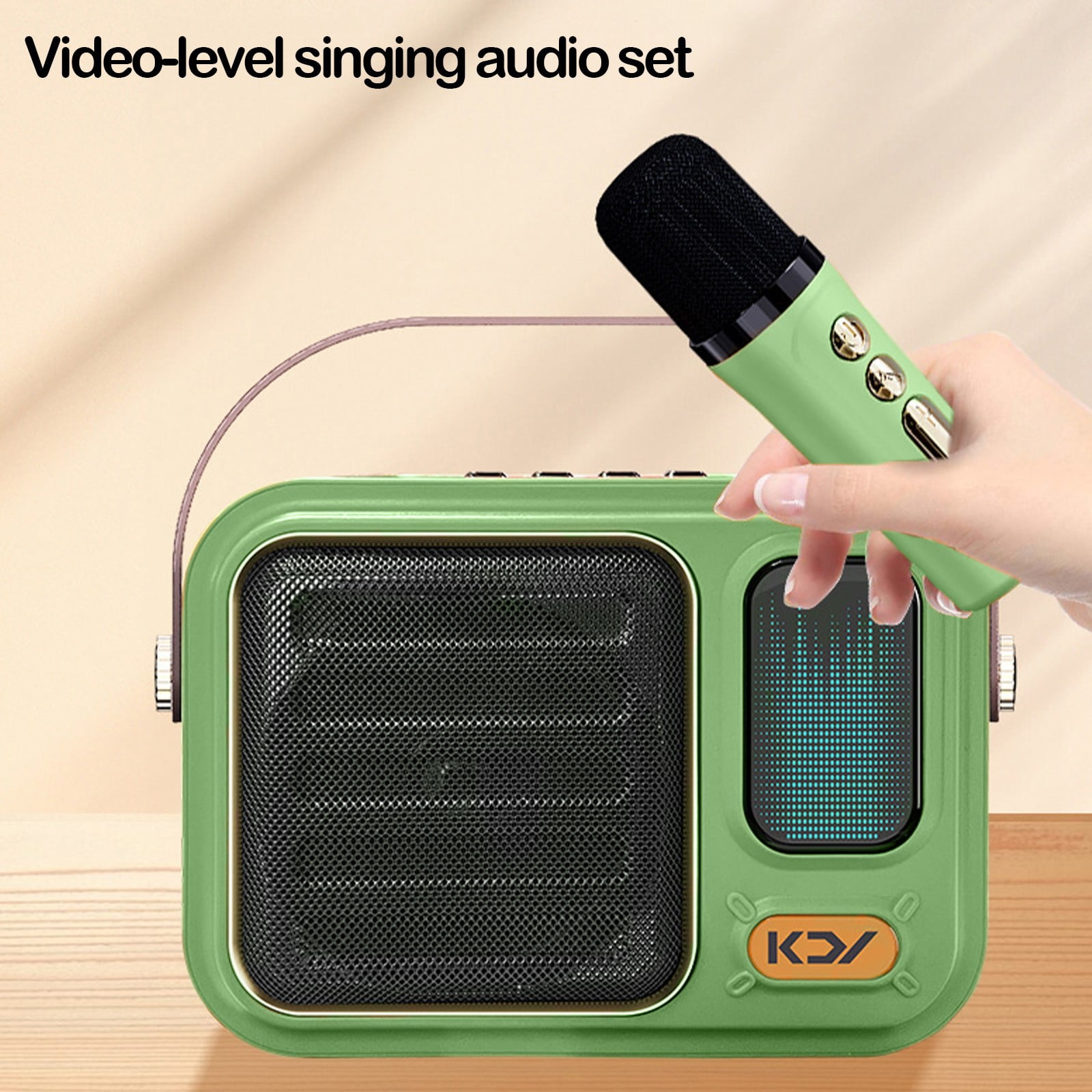 Foqnuq Handheld Bluetooth Karaoke Speaker Mini Microphone 1500mAh Portable Sound System with DSP Reverb for Outdoor Singing Parties
