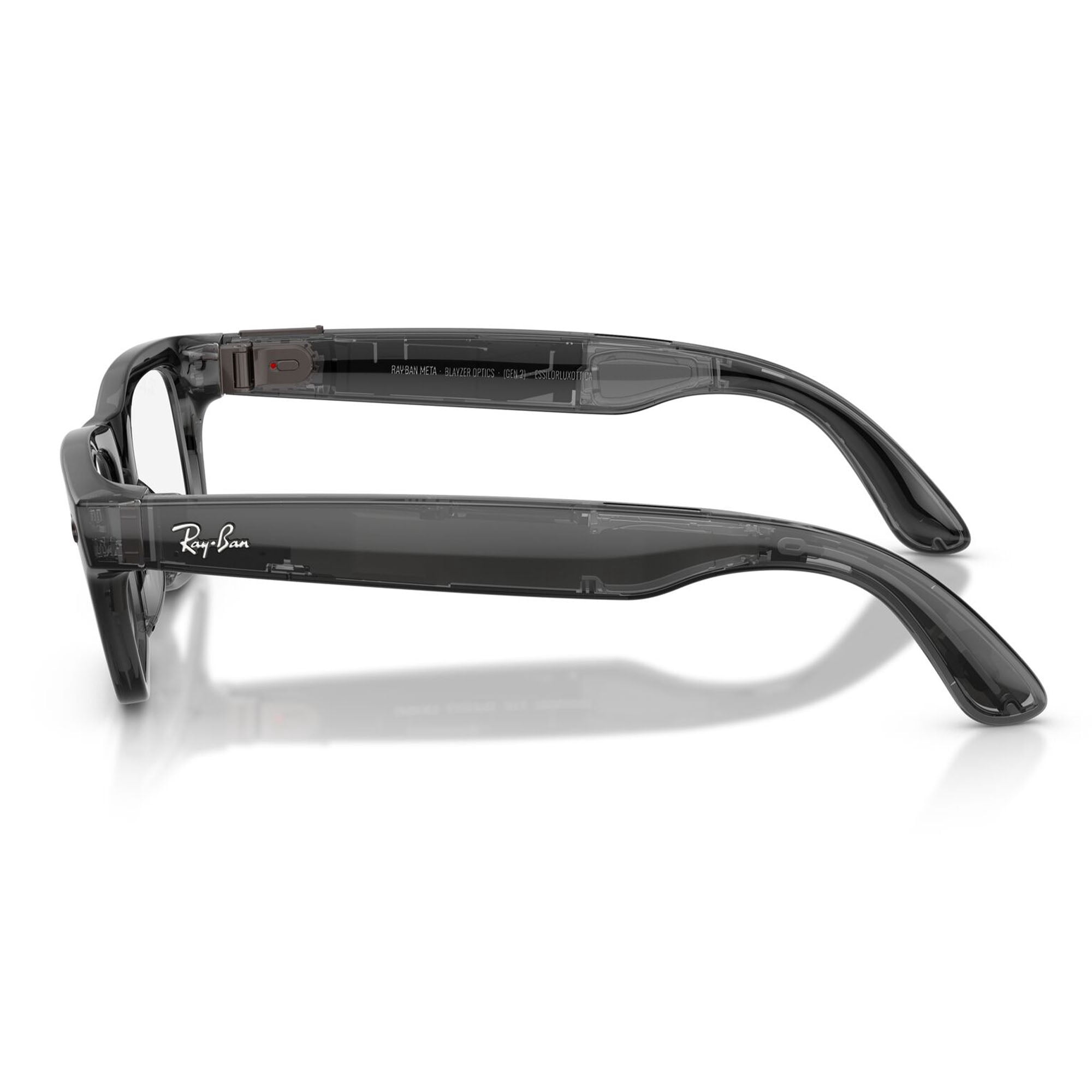 Ray-Ban Unisex Size 50 AI Smart Meta Gen 2 Blayzer Glasses with Charging Case, Transparent Dark Olive/Clear