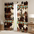 thumbnail image 2 of Feelyou Aztec Curtains Pack of 2 (42x84 Each), Brown Cow Print Curtains Blackout, 2 of 6